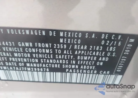 2015 Volkswagen Jetta 2.0L Tdi Se from USA, damaged, VIN 3VWLA7AJ7FM299676
